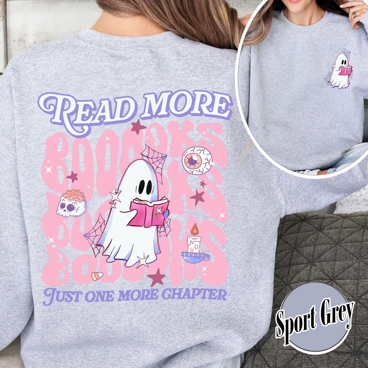 Halloween Book Lover Sweatshirt, Read More Booooks Halloween Sweatshirt, Spooky Season Sweatshirt