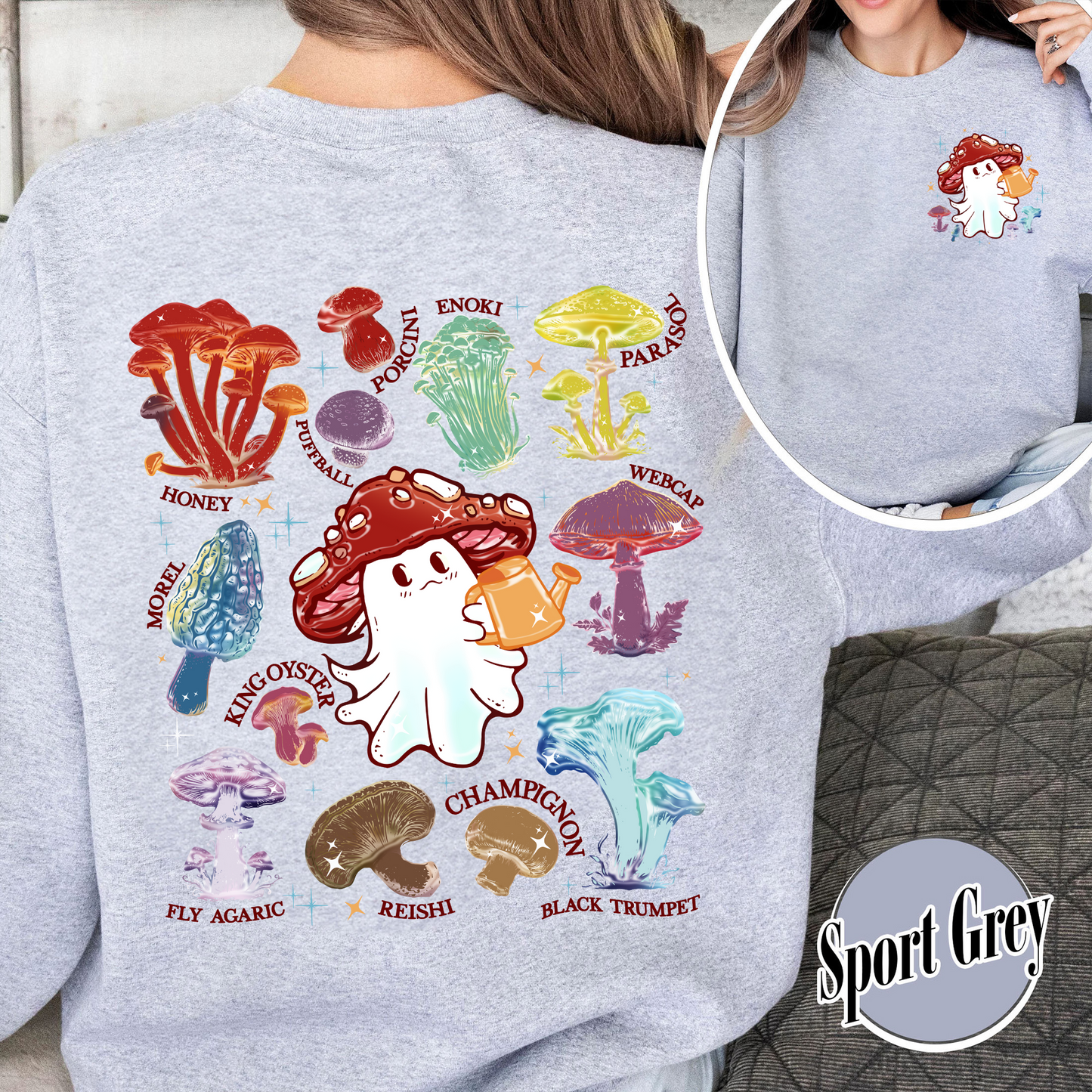Halloween Sweatshirt, Magic Mushroom Microdose Sweatshirt, Mystical Mushroom Ghost Sweatshirt