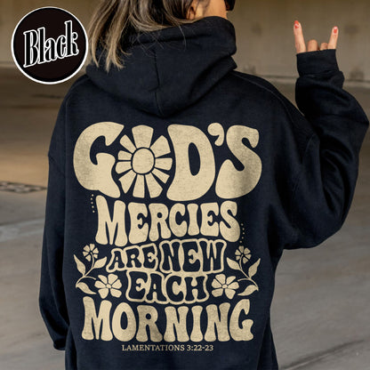 Boho Christian Hoodie, Jesus Hoodie, His Mercies Are New Hoodie, Bible Verse Hoodie, Aesthetic Christian Hoodie, Christian Streetwear Hoodie, Jesus Hoodie