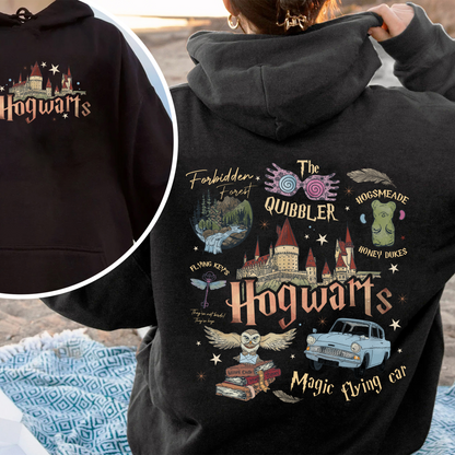 Wizard School Fandom Hoodie, Book Reading Magic Hoodie, Bookish Hoodie, Hp Inspired Two Sided Hoodie, Gift For Friends