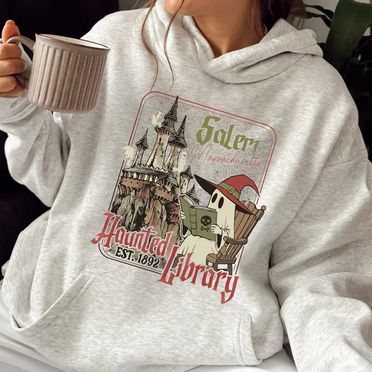 Halloween Book Lover Hoodie, the Haunted Library Hoodie, Salem Book Club Hoodie