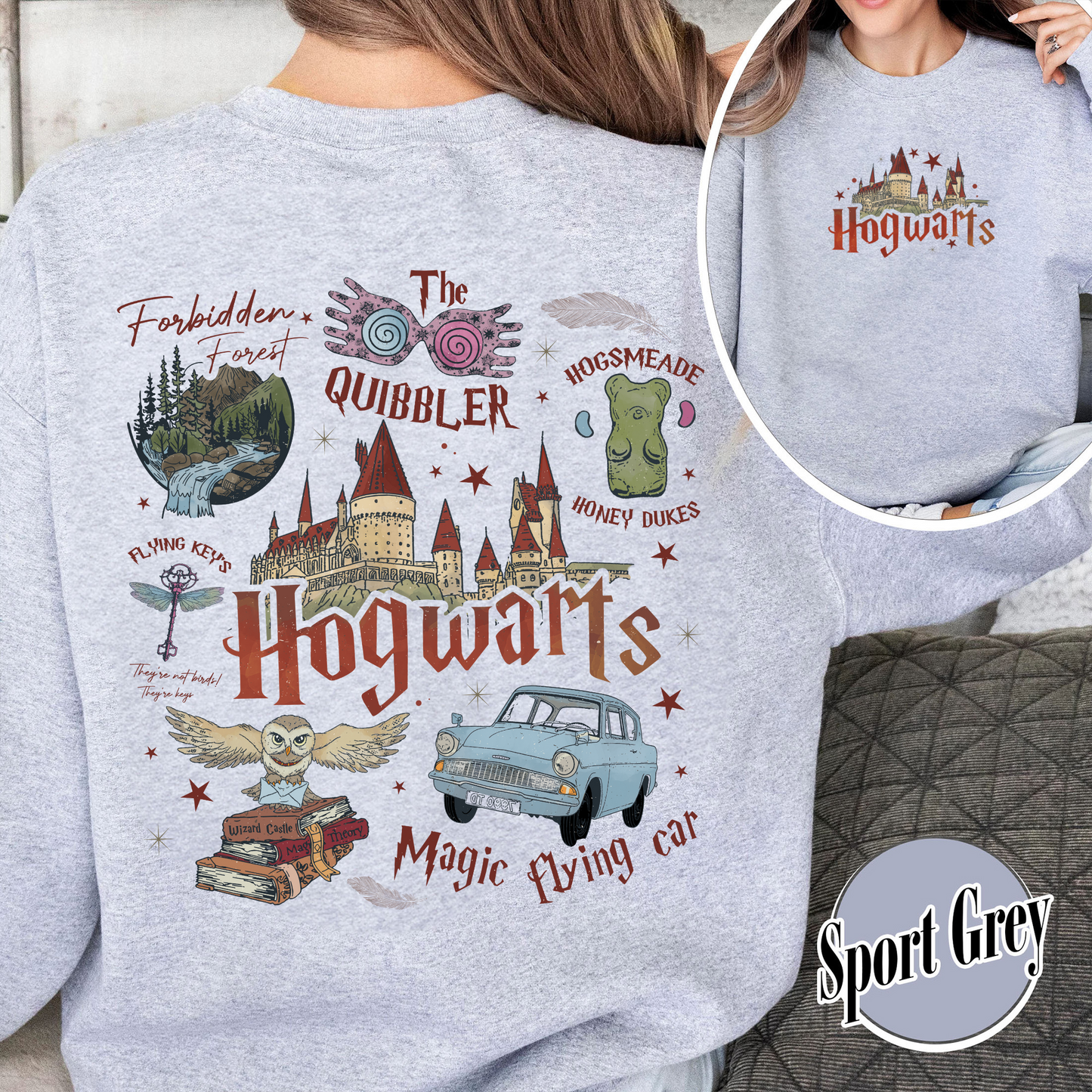 Wizard School Fandom Sweatshirt, Book Reading Magic Sweatshirt, Bookish Sweatshirt, Hp Inspired Two Sided Sweatshirt, Gift For Friends