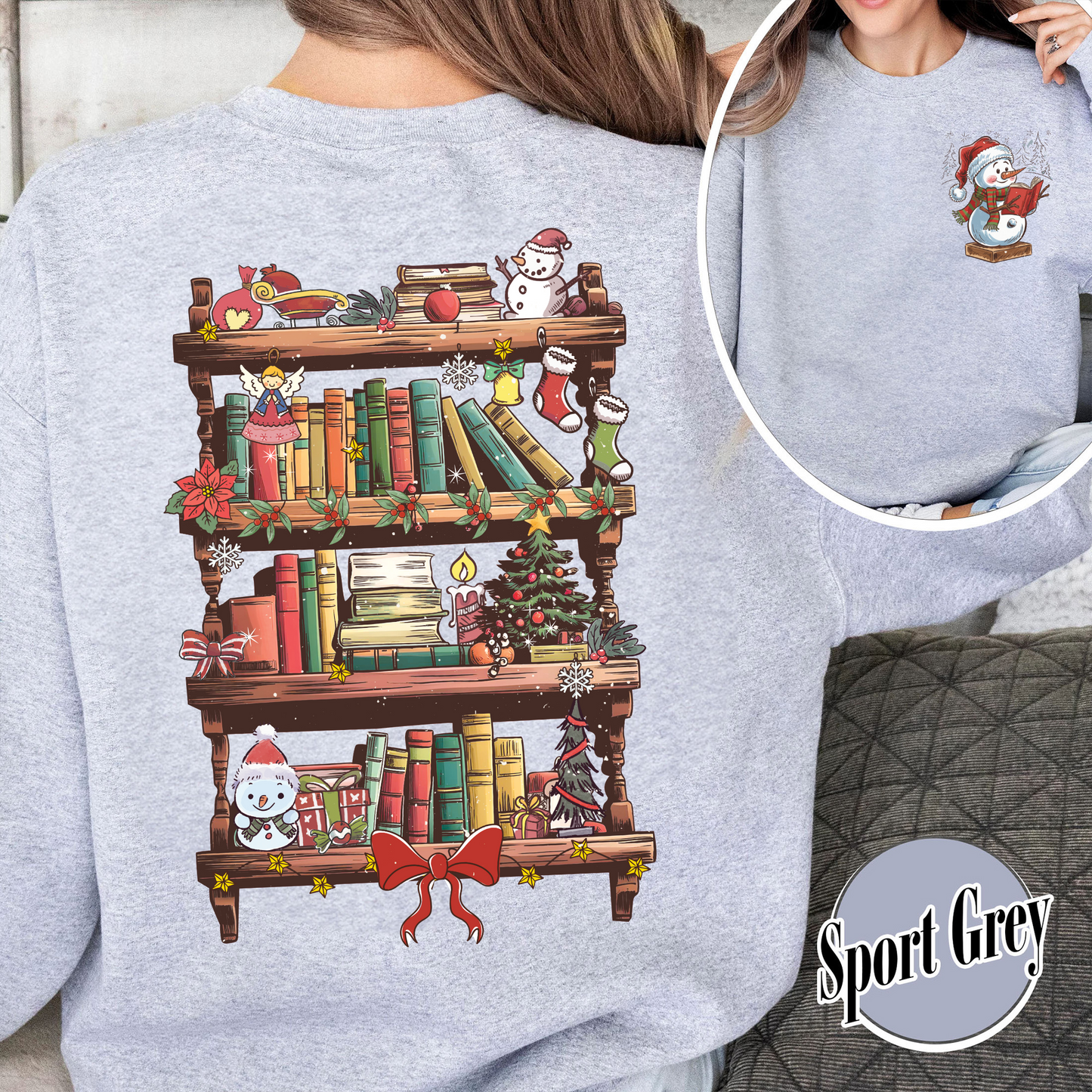 Book Lover Librarian Sweatshirt, Snowman Read Book Sweatshirt, Bookworm Christmas Sweatshirt