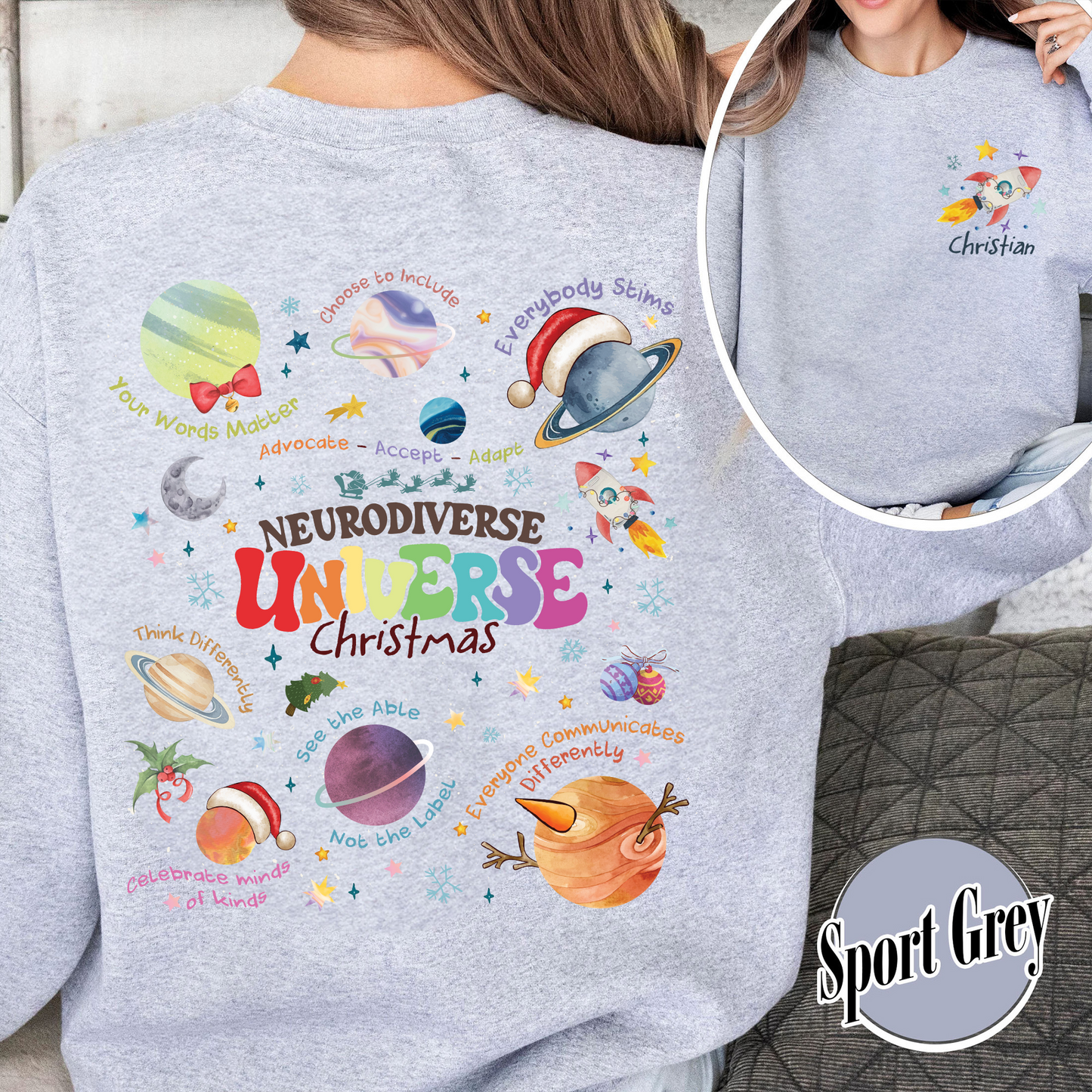 Autism Awareness Sweatshirt, Neurodiverse Universe Christmas Sweatshirt, Just Let Me Stim Sweatshirt