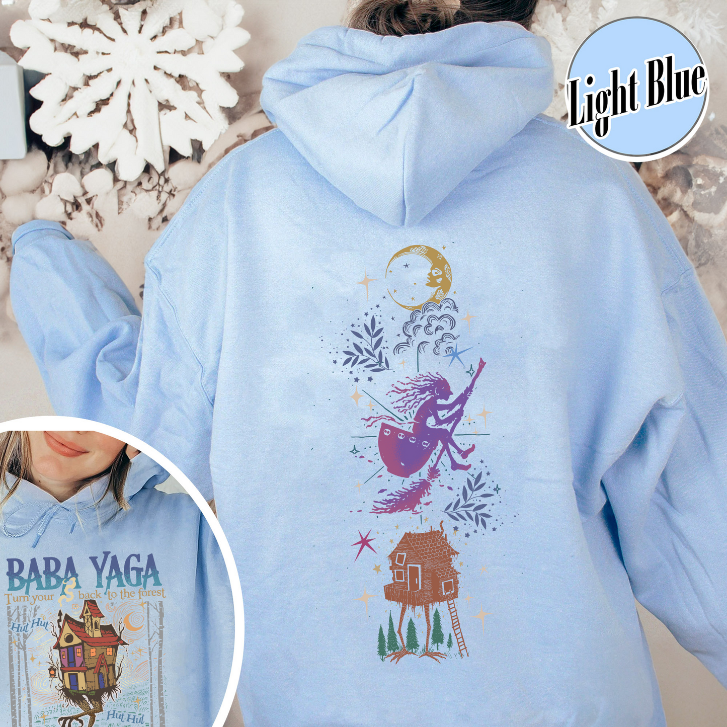 Baba Yaga Hoodie, Baba Yaga House Hoodie, Fairy Tale Hoodie, Baba Yaga Hut, Warm Slavic Folklore Graphic Hoodie for Witches