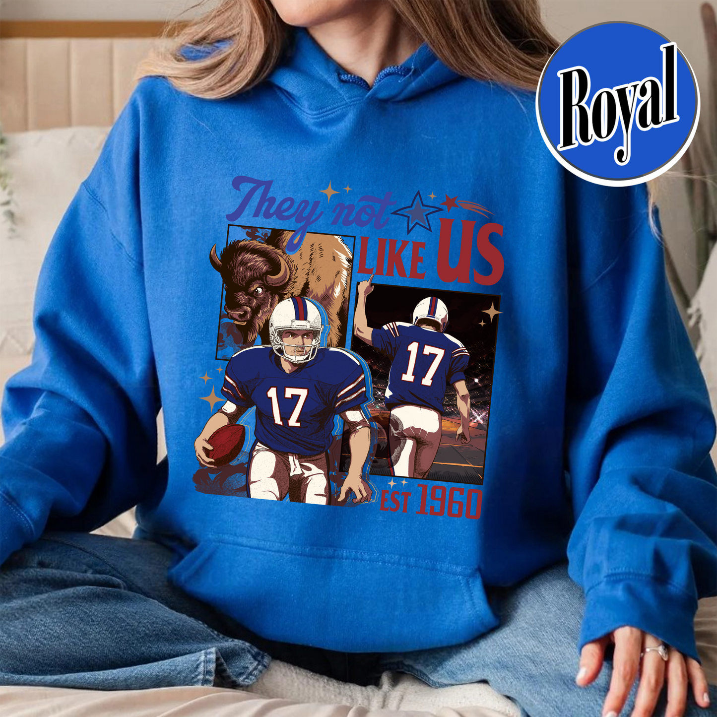 Custom Football Hoodie, They Not Like Us Football Hoodie, Go Bills Hoodie