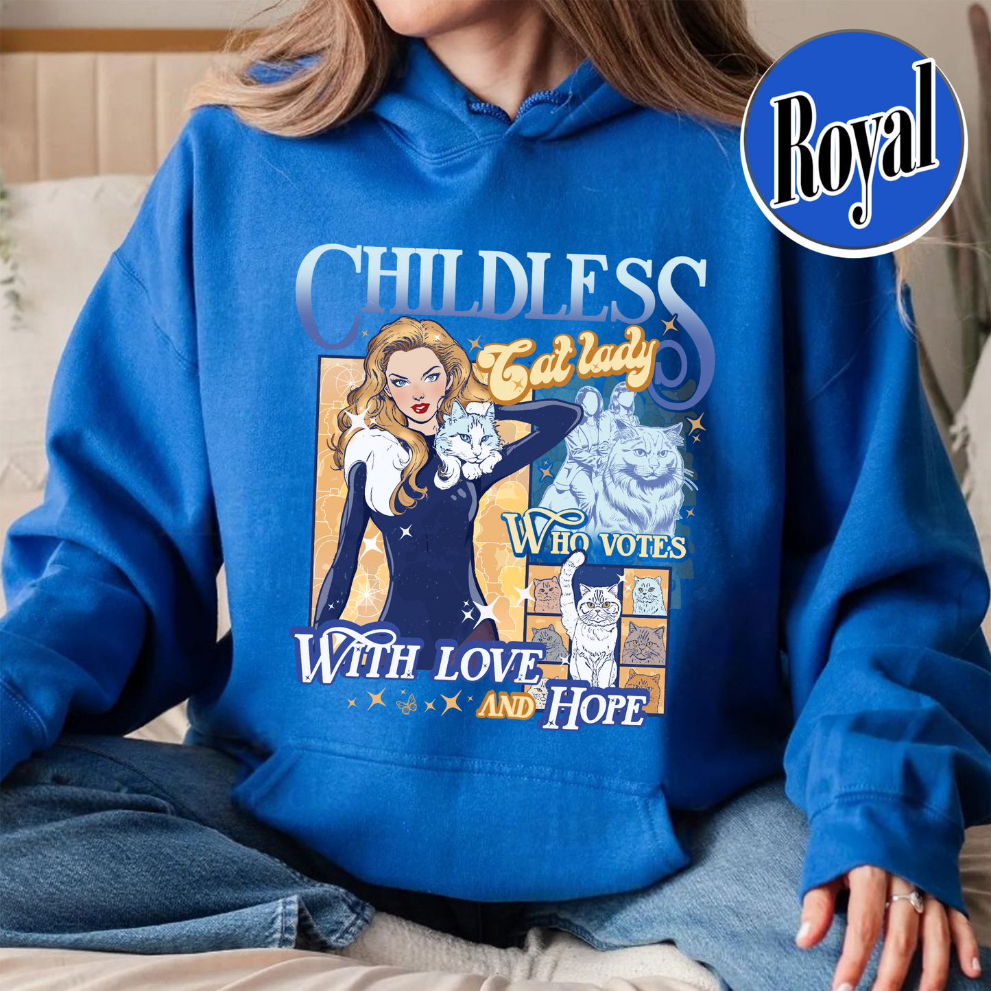 Election Hoodie, Childless Cat Lady Hoodie, Cat Lover Hoodie, I Vote Hoodie, Vote Blue Election Hoodie