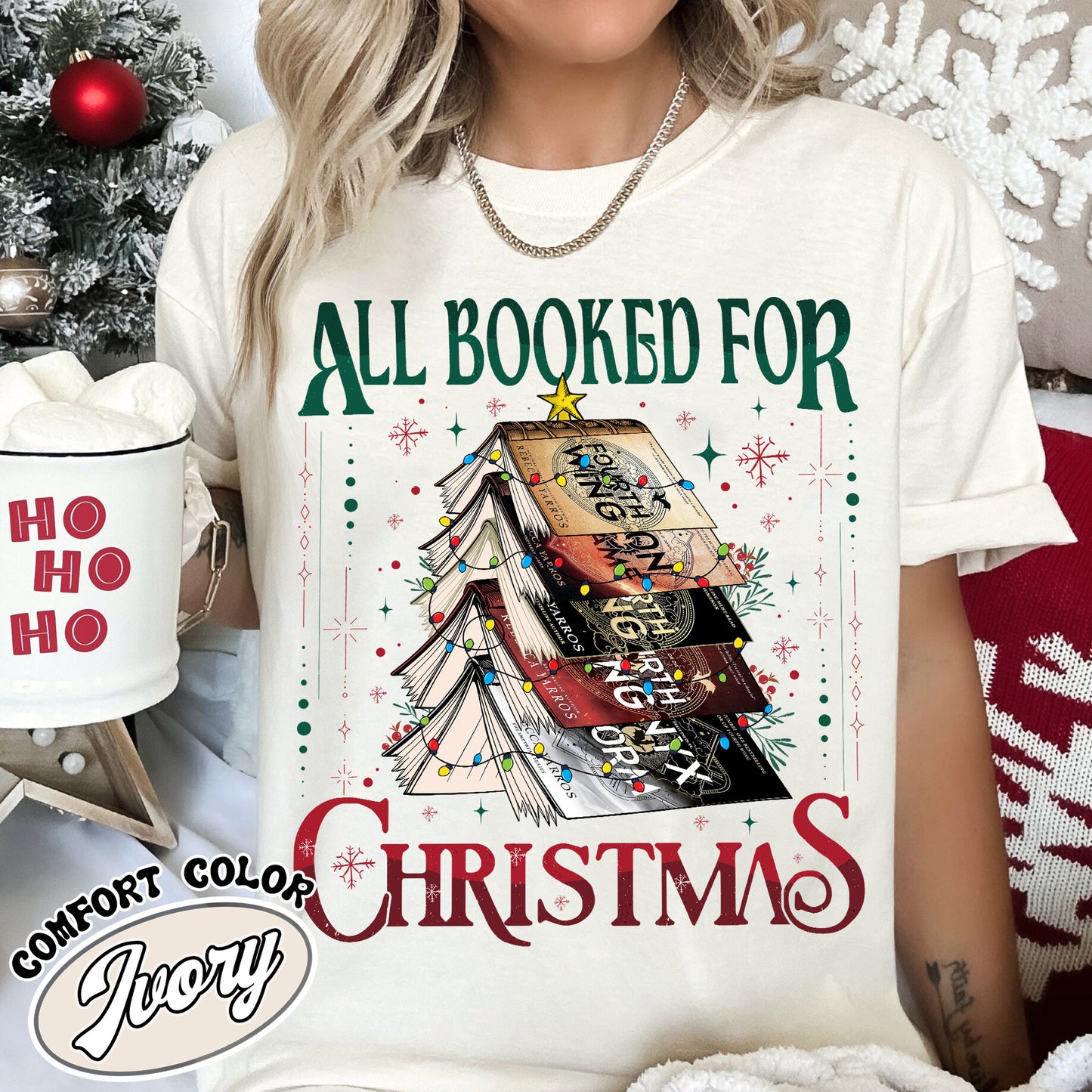 All Booked for Christmas Shirt, ACOTAR, TOG, Dark Romance Shirt, ACOTAR All Booked for Christmas Shirt, Dragon Rider, Book Christmas Tree Shirt