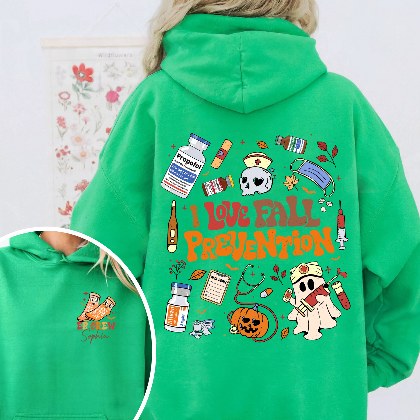 Halloween Nurse Hoodie, Custom Fall Nurse Prevention Hoodie, Nurse Boo Crew Hoodie