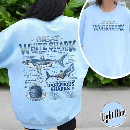Great White Shark Anatomy Sweatshirt, Shark Sweatshirt, Great White Shark Biology, Great White Shark Drawing, Marine Biology Sweatshirt