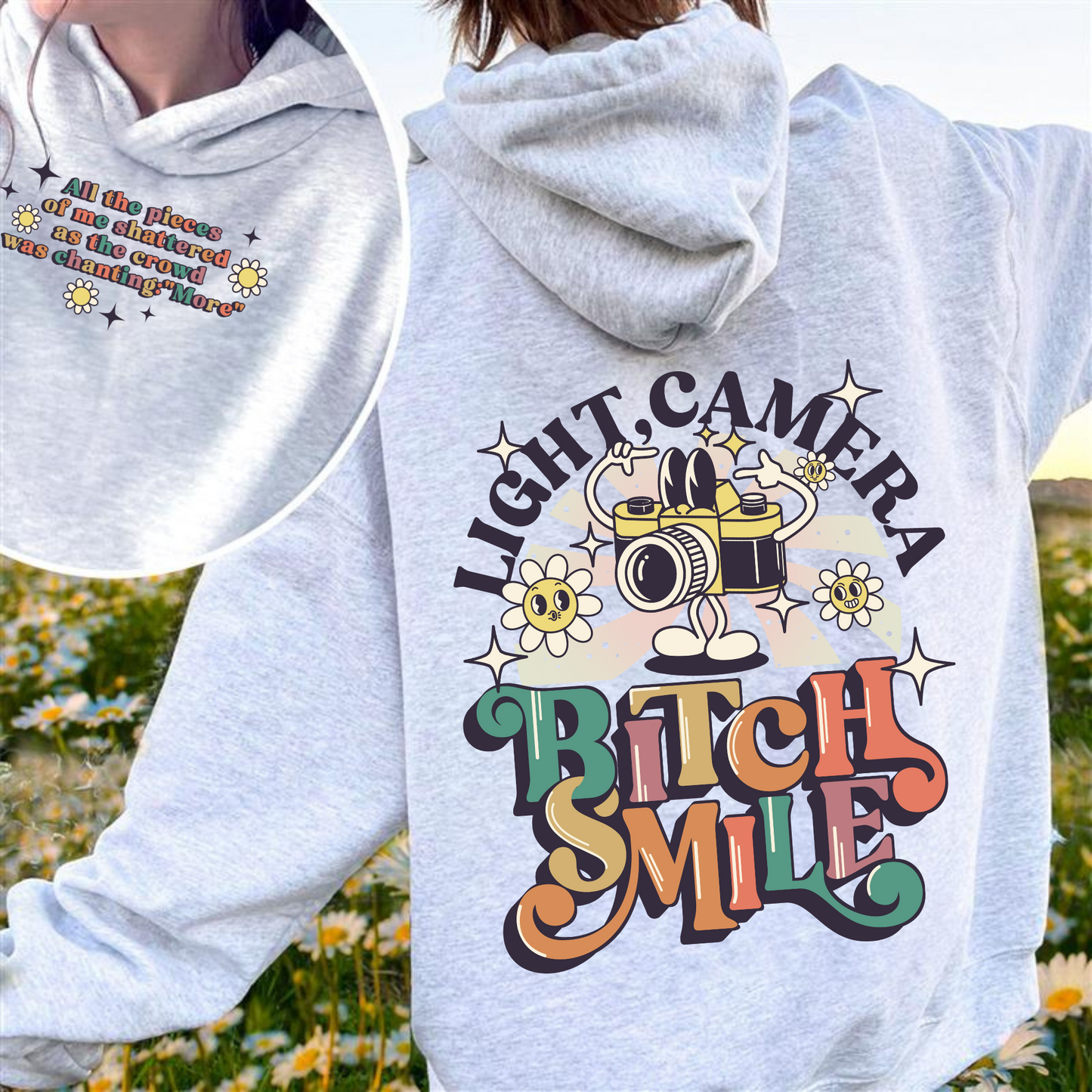 Lights Camera Bitch Smile Hoodie, Swiftie Merch, Ttp Lyrics Hoodie, Unisex Concert, Gift For Friend, Ttdp Hoodie, Tortured Poets Hoodie