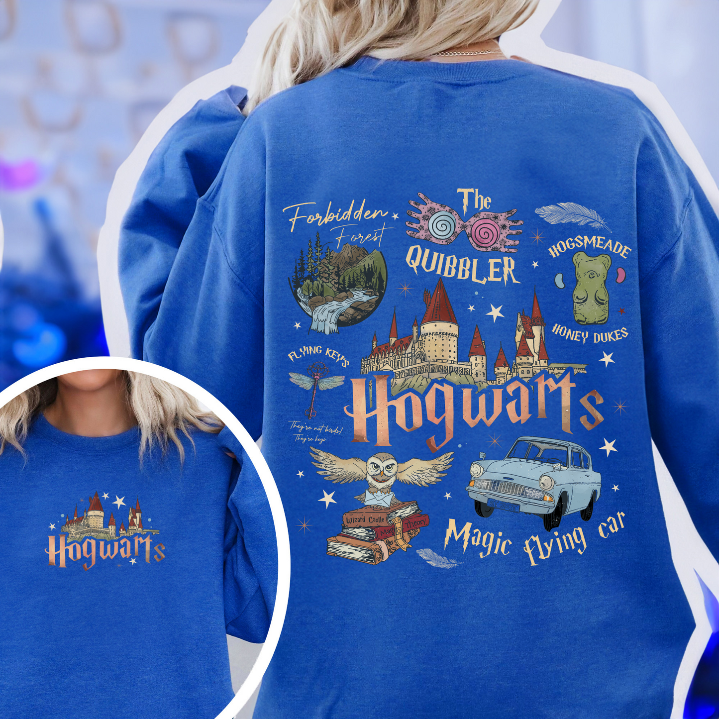 Wizard School Fandom Sweatshirt, Book Reading Magic Sweatshirt, Bookish Sweatshirt, Hp Inspired Two Sided Sweatshirt, Gift For Friends