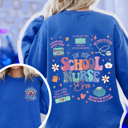 Personalized School Nurse Sweatshirts, Custom Nurse Sweatshirts, Nursing School Sweatshirt, Nursing School Gift, in My Nursing School Era Sweatshirts