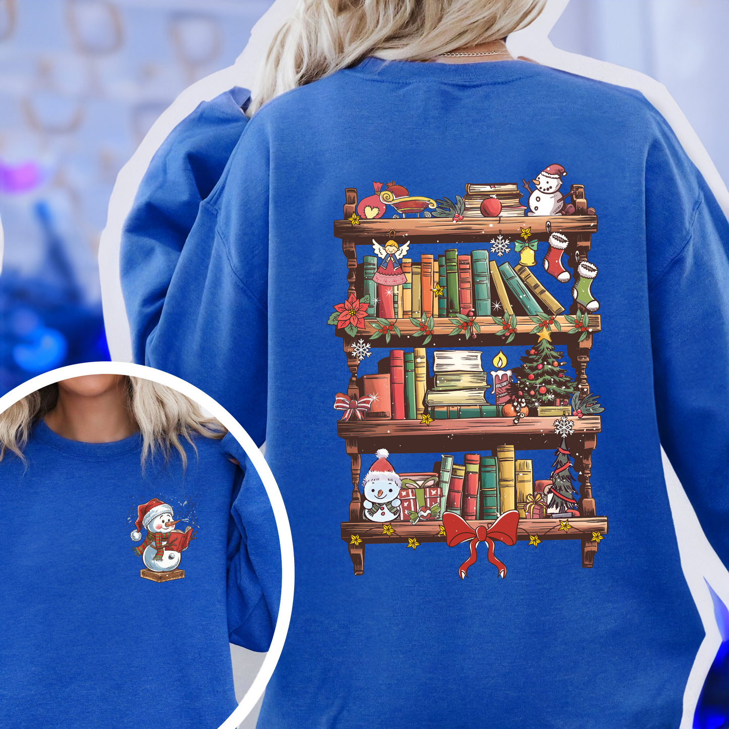 Book Lover Librarian Sweatshirt, Snowman Read Book Sweatshirt, Bookworm Christmas Sweatshirt