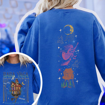 Baba Yaga SweatShirt, Baba Yaga House SweatShirt, Fairy Tale SweatShirt, Baba Yaga Hut, Warm Slavic Folklore Graphic SweatShirt for Witches
