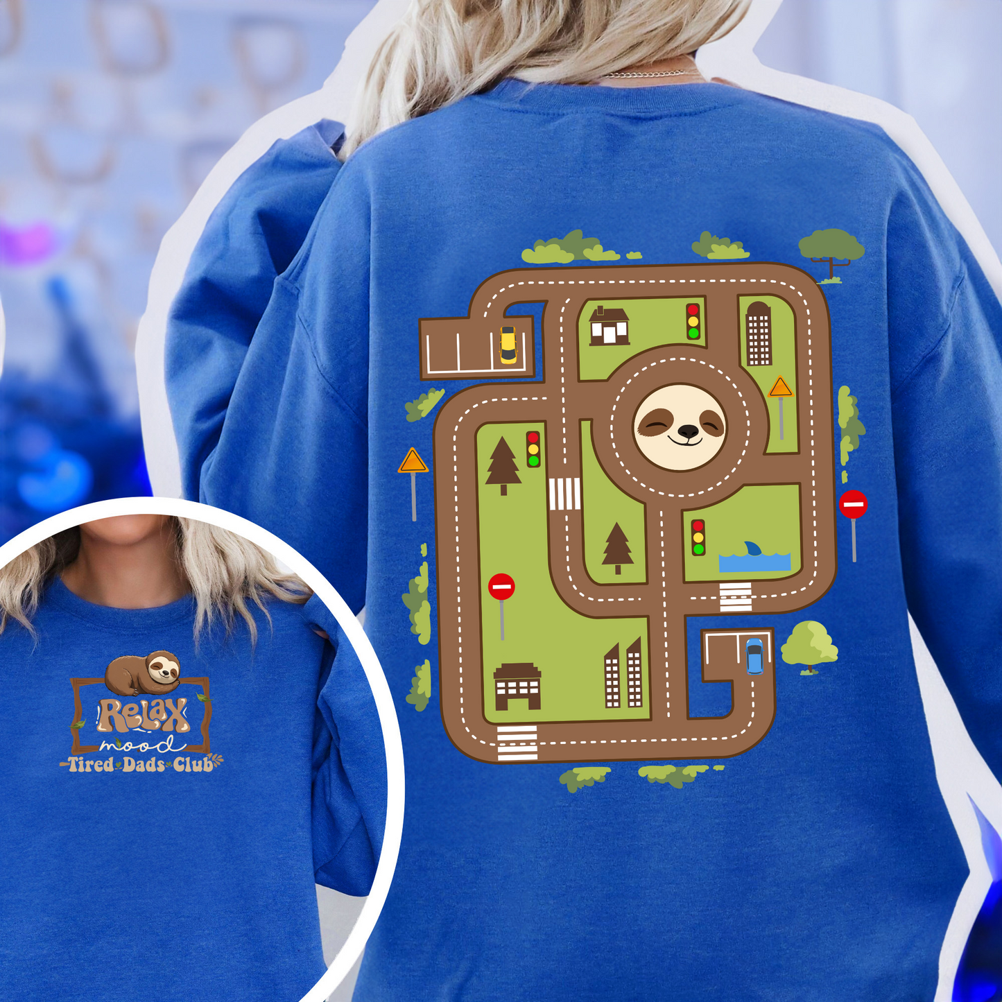 Race Car Track Sweatshirt for Dad, Race Track Sweatshirt for Dad, Racing Sweatshirt for Dad, Tired Dads Club Sweatshirt, Tired Dads Club, Toy Car Massage