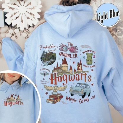 Wizard School Fandom Hoodie, Book Reading Magic Hoodie, Bookish Hoodie, Hp Inspired Two Sided Hoodie, Gift For Friends