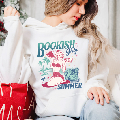 Book Girl Summer Hoodie, Beach Book Lover Summer Bookish Funny Reader, Feral Girl Summer Raccoon, Funny Meme Raccoon Hoodie, Bookish
