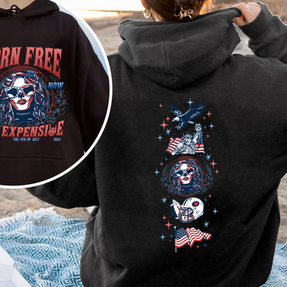Born Free But Now I'm Expensive Hoodie, Retro 4th Of July Hoodie, 4th Of July Gift, Independence Day, Usa Flag Hoodie, Skeleton Hoodie