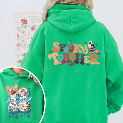 Back to School Hoodie, Personalized Halloween Teacher Hoodie, First Day of School Hoodie
