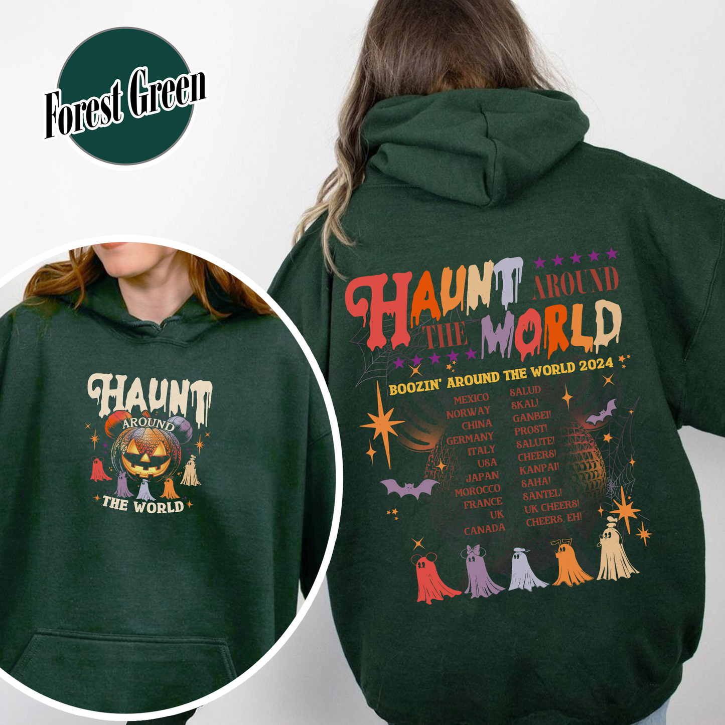 Halloween Disney Hoodie, Epcot Drink Around the World Hoodie, Haunt Around the World Hoodie