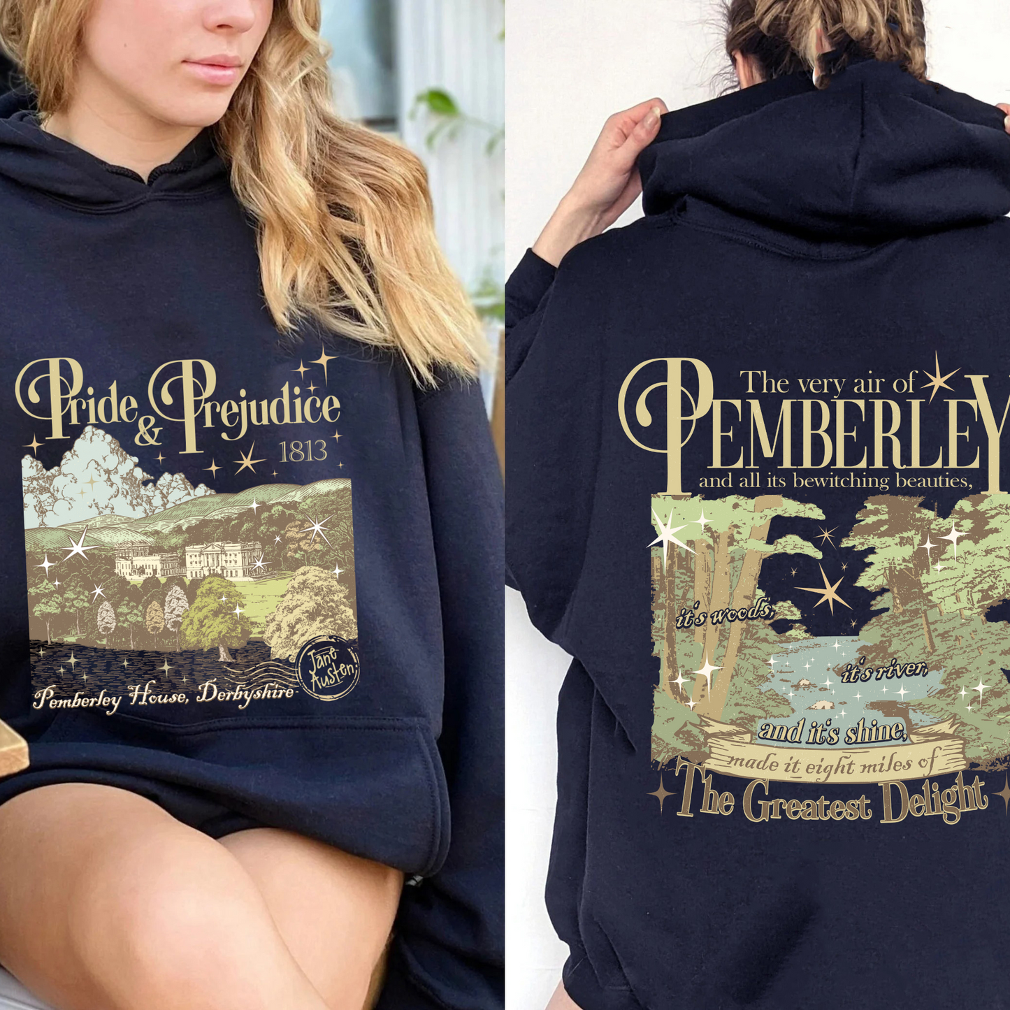 Bookish Hoodie, Pemberley Est 1813 Hoodie, Pride and Prejudice Hoodie, Jane Austen Mr Darcy Hoodie