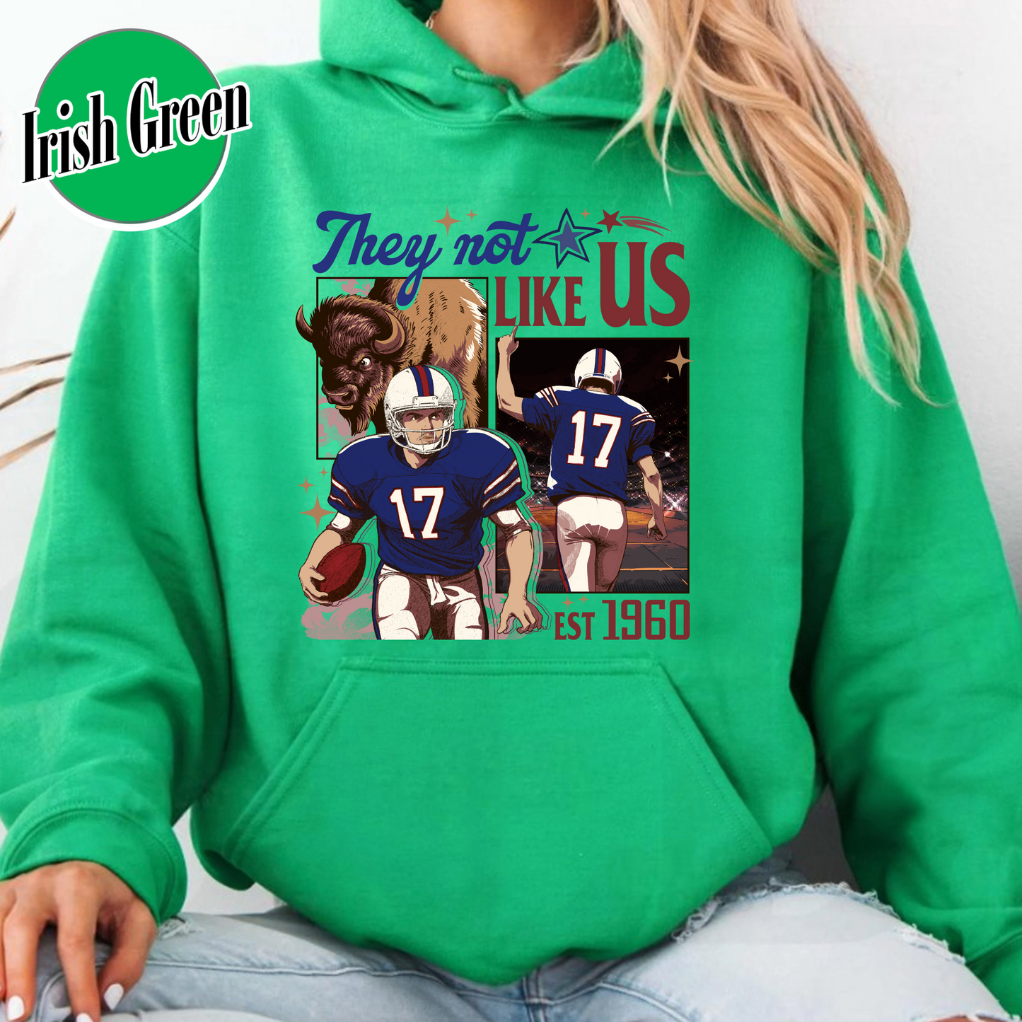 Custom Football Hoodie, They Not Like Us Football Hoodie, Go Bills Hoodie