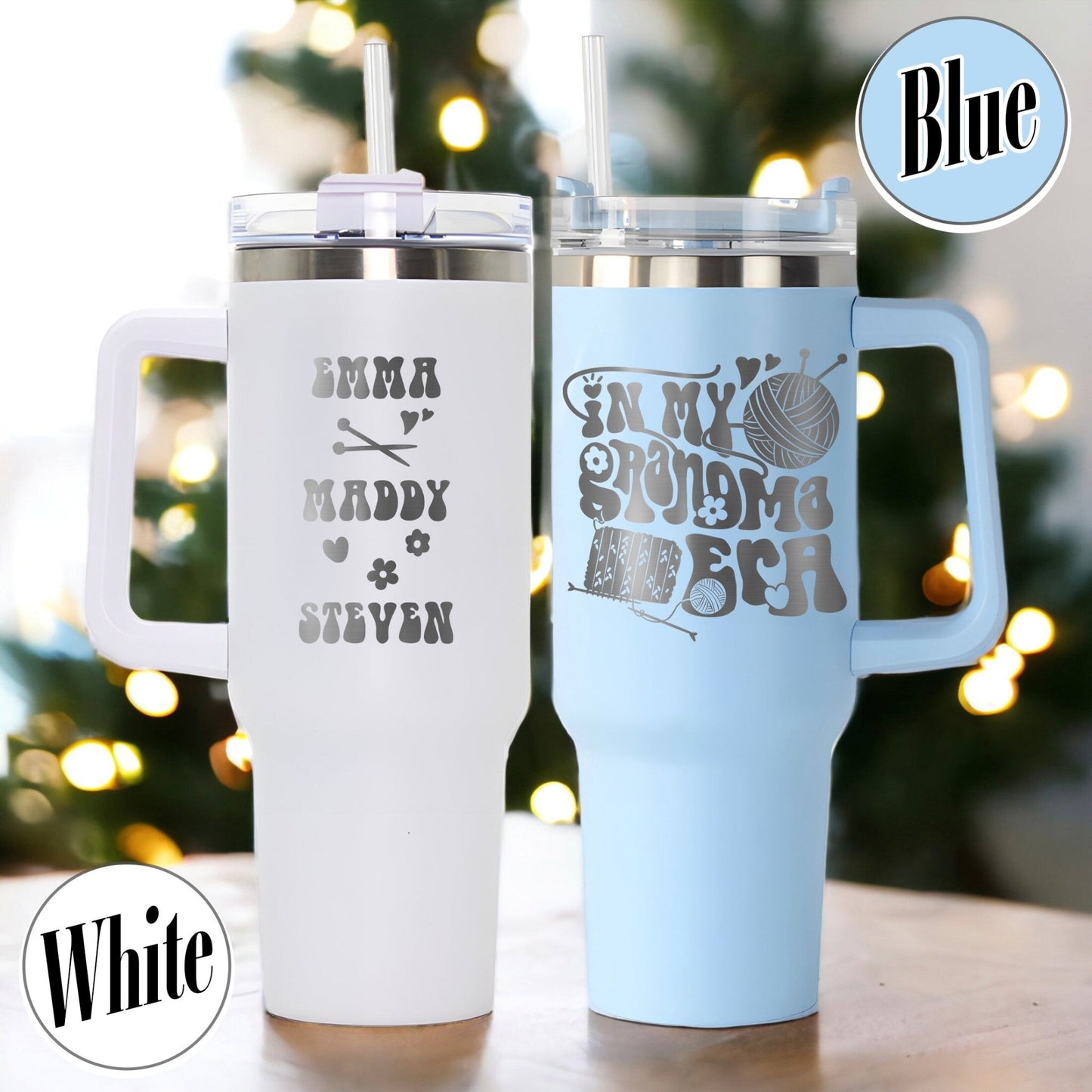 40 Oz Tumbler Grandma, Grandma Tumbler With Handle, Grandma Tumbler With Names, Personalized Tumbler 40oz Grandma, 40oz Tumbler Engraved - Zig5