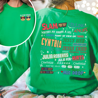 Cynthia Slam Poetry Sweatshirt, Sweatshirt With Poetry, Funny Sweatshirt, 22 Jumb Street Sweatshirt, Slam Poetry Quotes