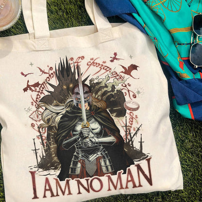 Fantasy Book Lover Tote bag, I Am No Man bag, Fantasy Dragon Bookish bag