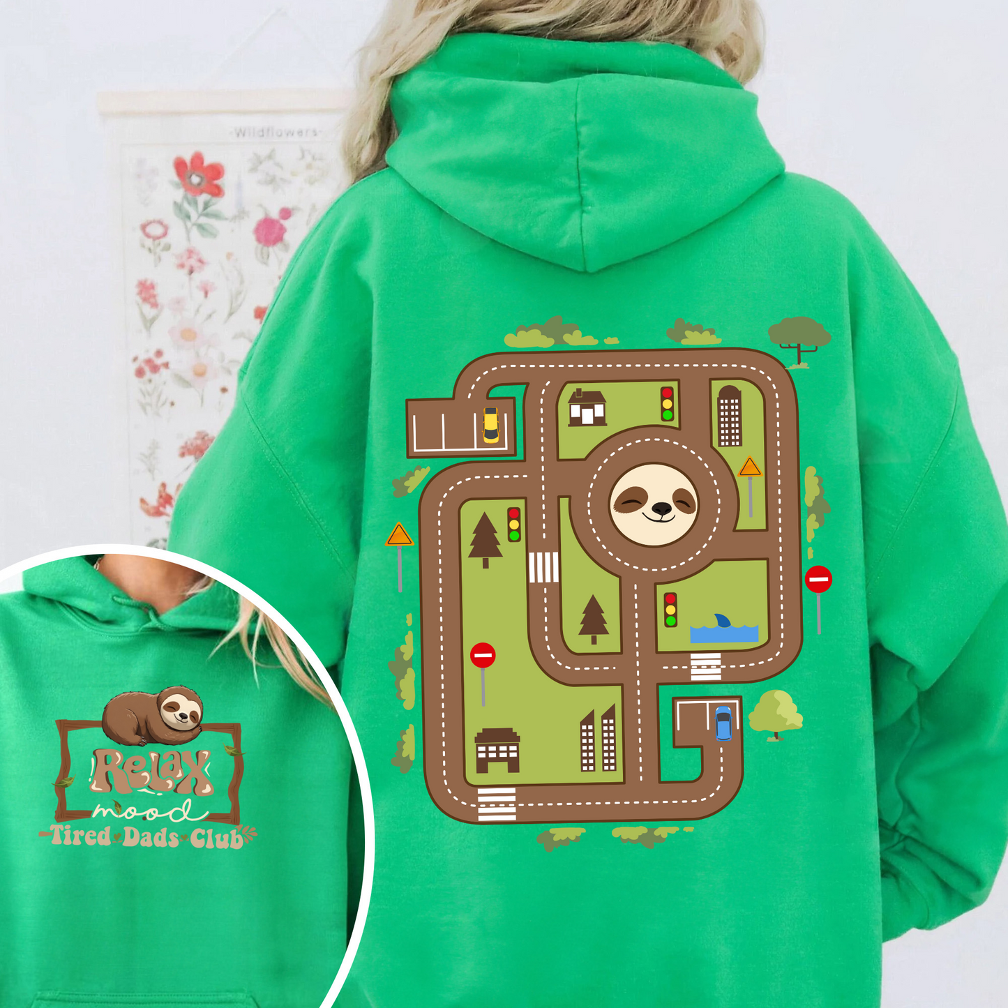 Race Car Track Hoodie for Dad, Race Track Hoodie for Dad, Racing Hoodie for Dad, Tired Dads Club, Tired Dads Club, Toy Car Massage Hoodie