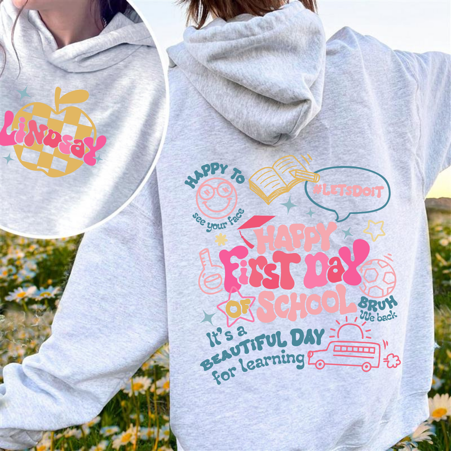 Happy First Day Of School Teacher Hoodie, Back To School Shirt For Teachers, Bruh We Back Teachers Hoodie, Custom Teacher Hoodie