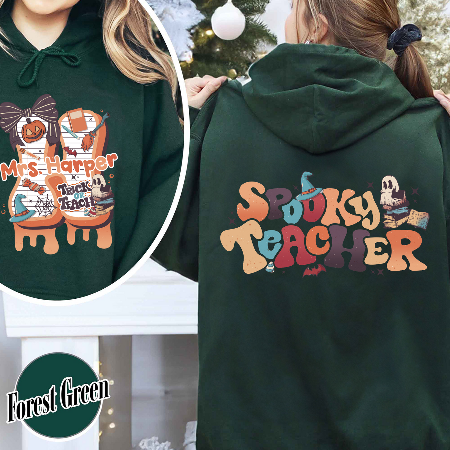 Back to School Hoodie, Personalized Halloween Teacher Hoodie, First Day of School Hoodie