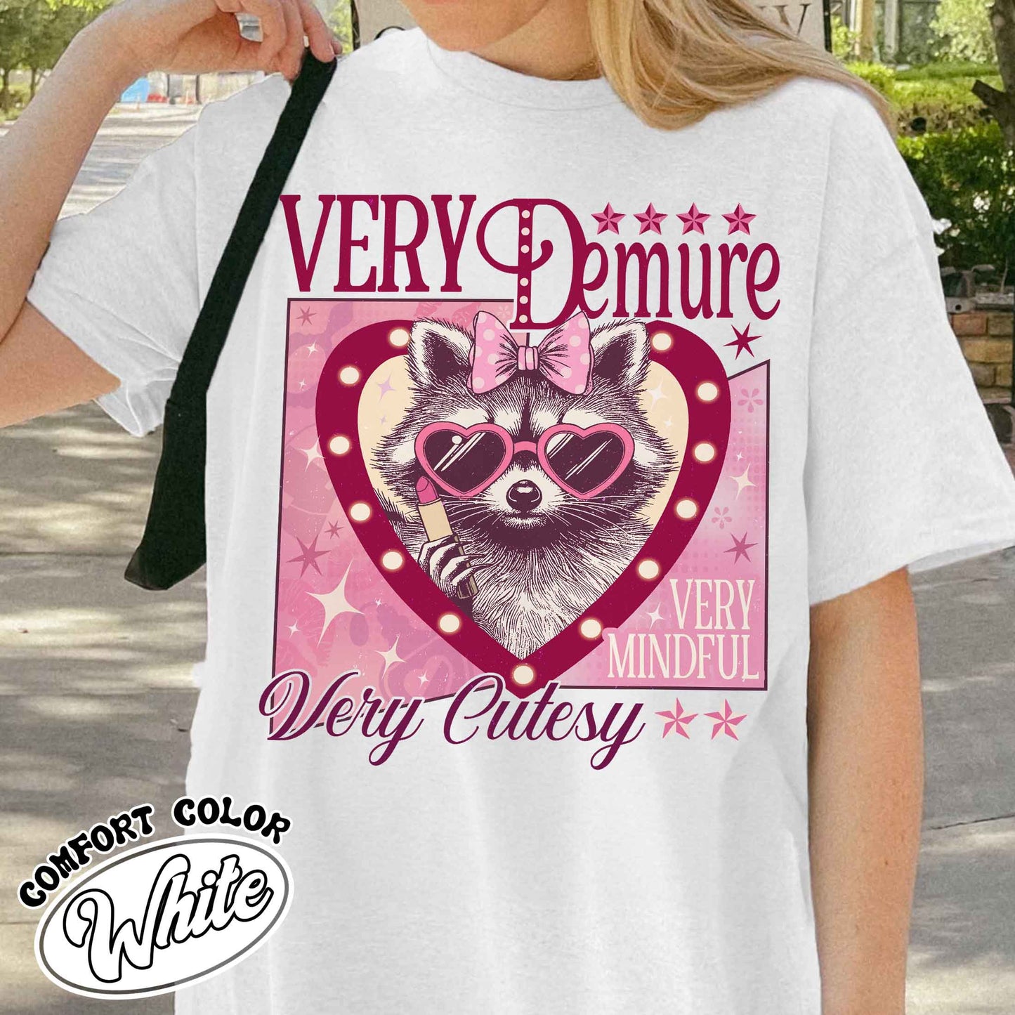 Very Demure Very Mindful Comfort Color Shirt, Racoon Merch, Funny Racoon Shirt, Very Demure Shirt, Demure Social Club Shirt, Funny Shirt