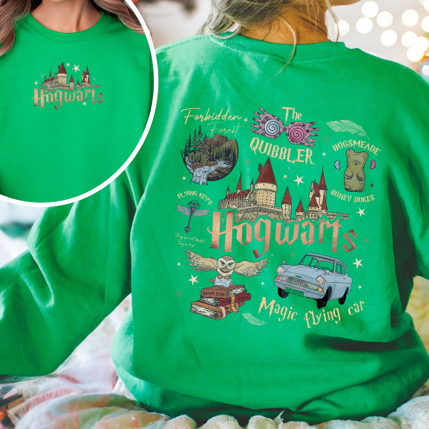 Wizard School Fandom Sweatshirt, Book Reading Magic Sweatshirt, Bookish Sweatshirt, Hp Inspired Two Sided Sweatshirt, Gift For Friends