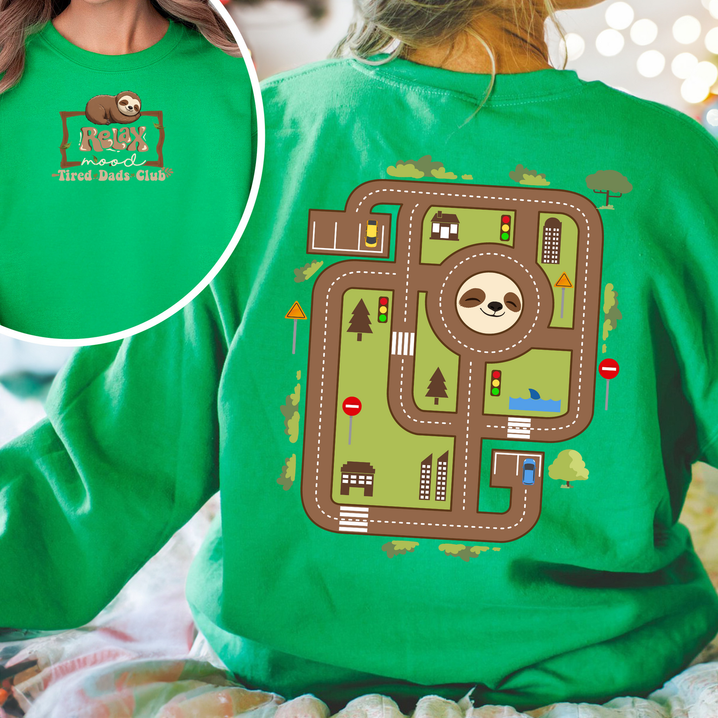 Race Car Track Sweatshirt for Dad, Race Track Sweatshirt for Dad, Racing Sweatshirt for Dad, Tired Dads Club Sweatshirt, Tired Dads Club, Toy Car Massage