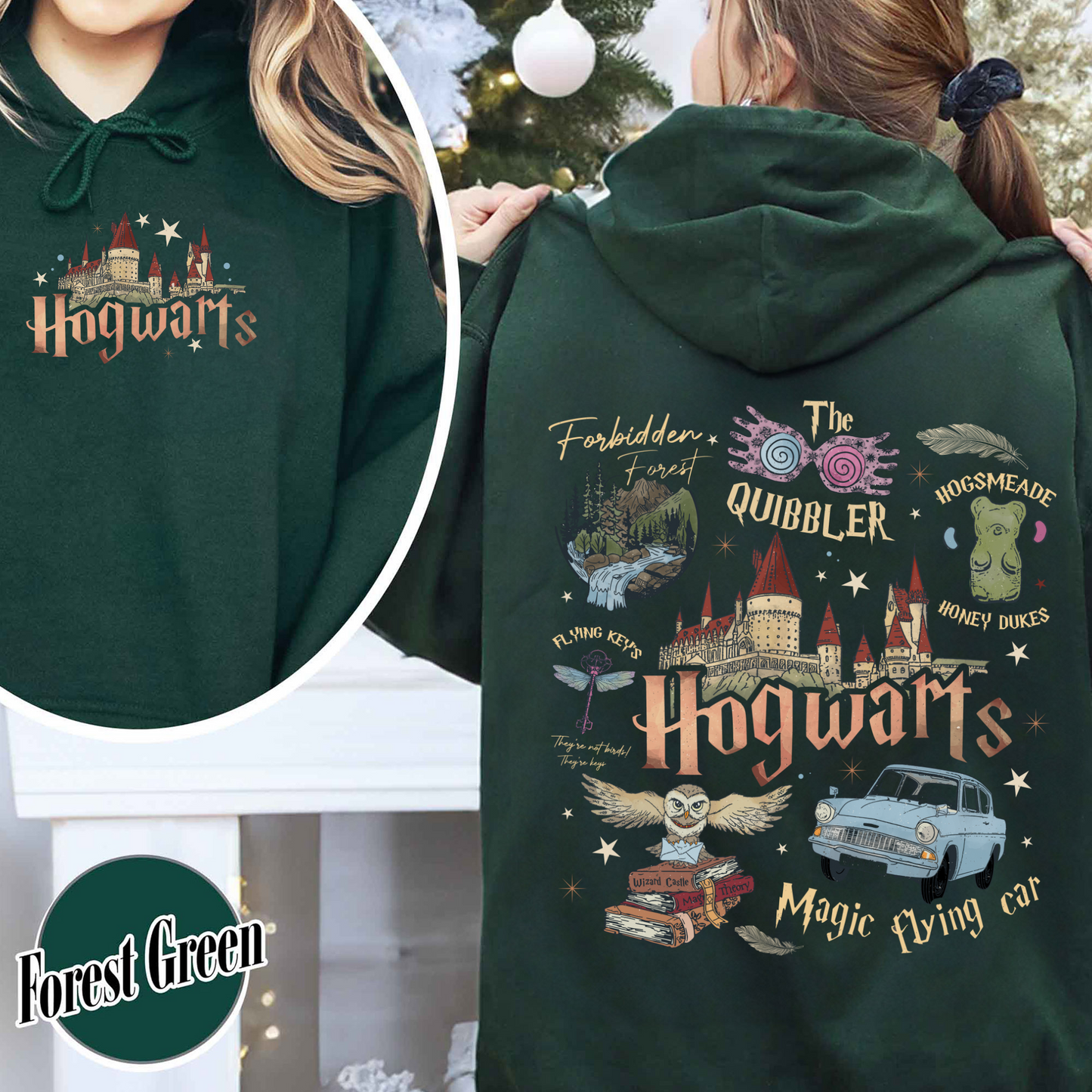 Wizard School Fandom Hoodie, Book Reading Magic Hoodie, Bookish Hoodie, Hp Inspired Two Sided Hoodie, Gift For Friends