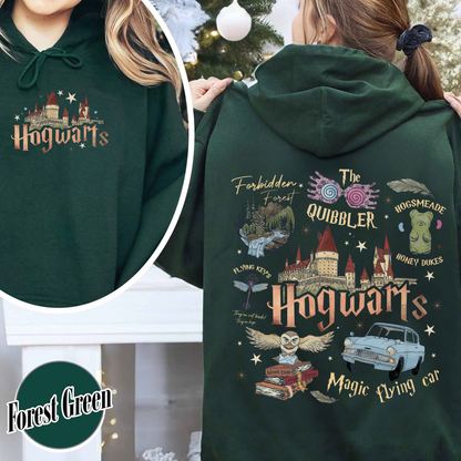 Wizard School Fandom Hoodie, Book Reading Magic Hoodie, Bookish Hoodie, Hp Inspired Two Sided Hoodie, Gift For Friends