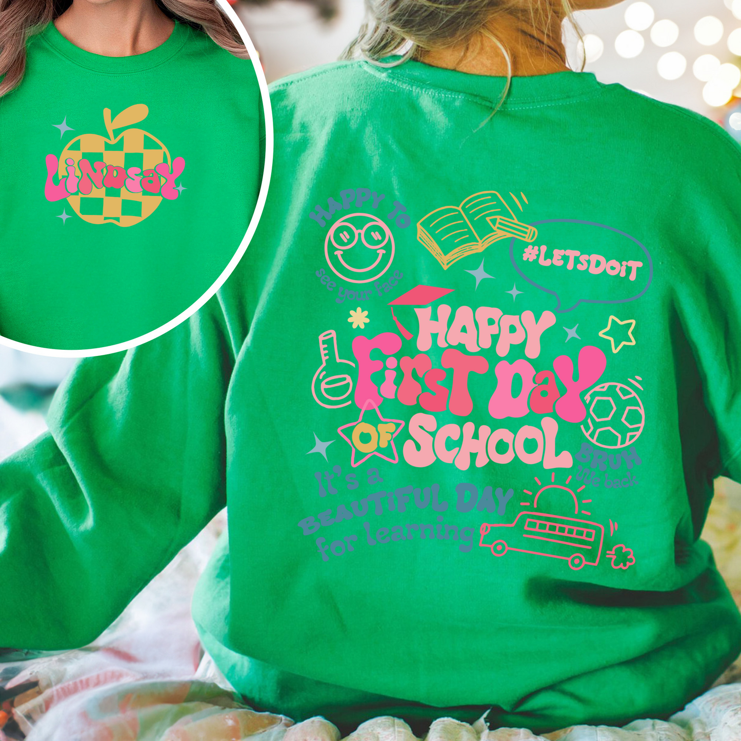 Happy First Day Of School Teacher Sweatshirt, Back To School Sweatshirt For Teachers, Bruh We Back Teachers Sweatshirt, Custom Teacher Sweatshirt