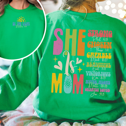 She Is Mom Christian Sweatshirt, Bible Verses Sweatshirt, Empowered Women Sweatshirt, Christian Mom Sweatshirt, She Is Mom Sweatshirt, She Is Strong Mom Sweatshirt, Mom Sweatshirt