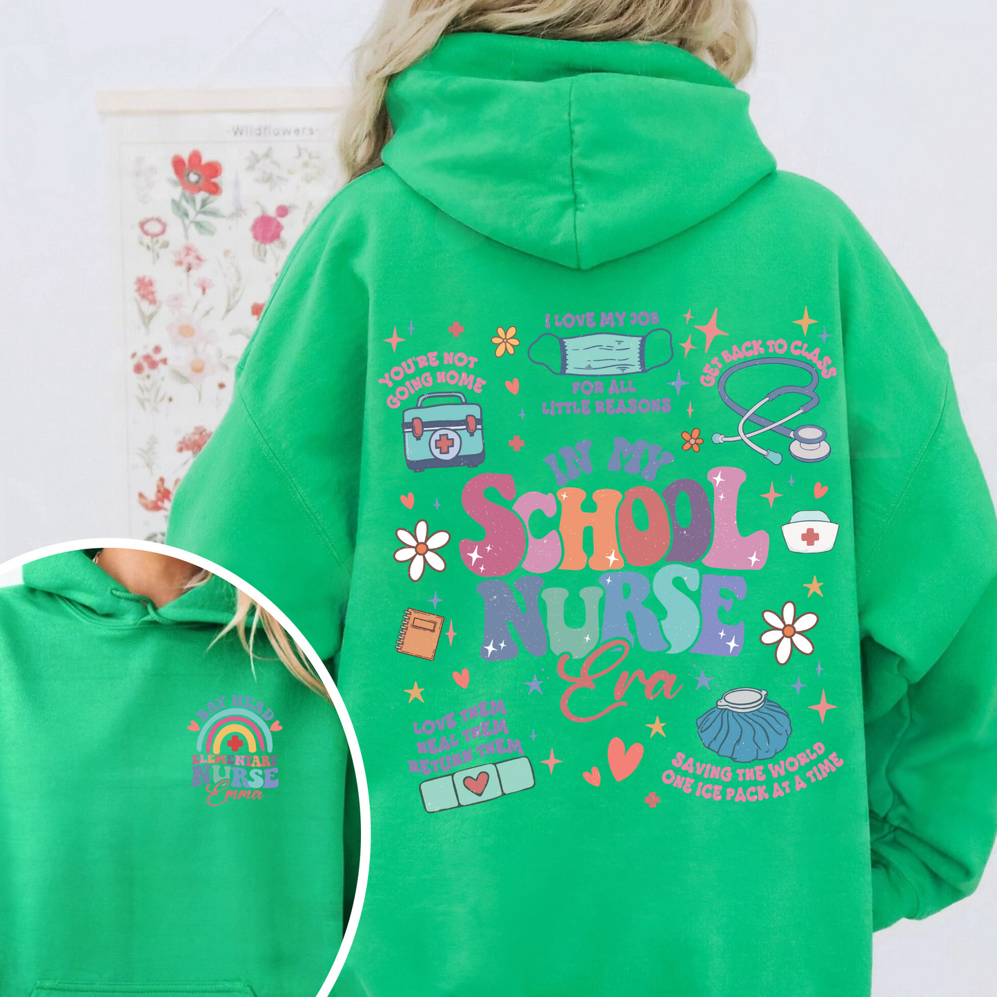 Personalized School Nurse Hoodie, Custom Nurse Hoodies, Nursing School Hoodie, Nursing School Gift, in My Nursing School Era Hoodie