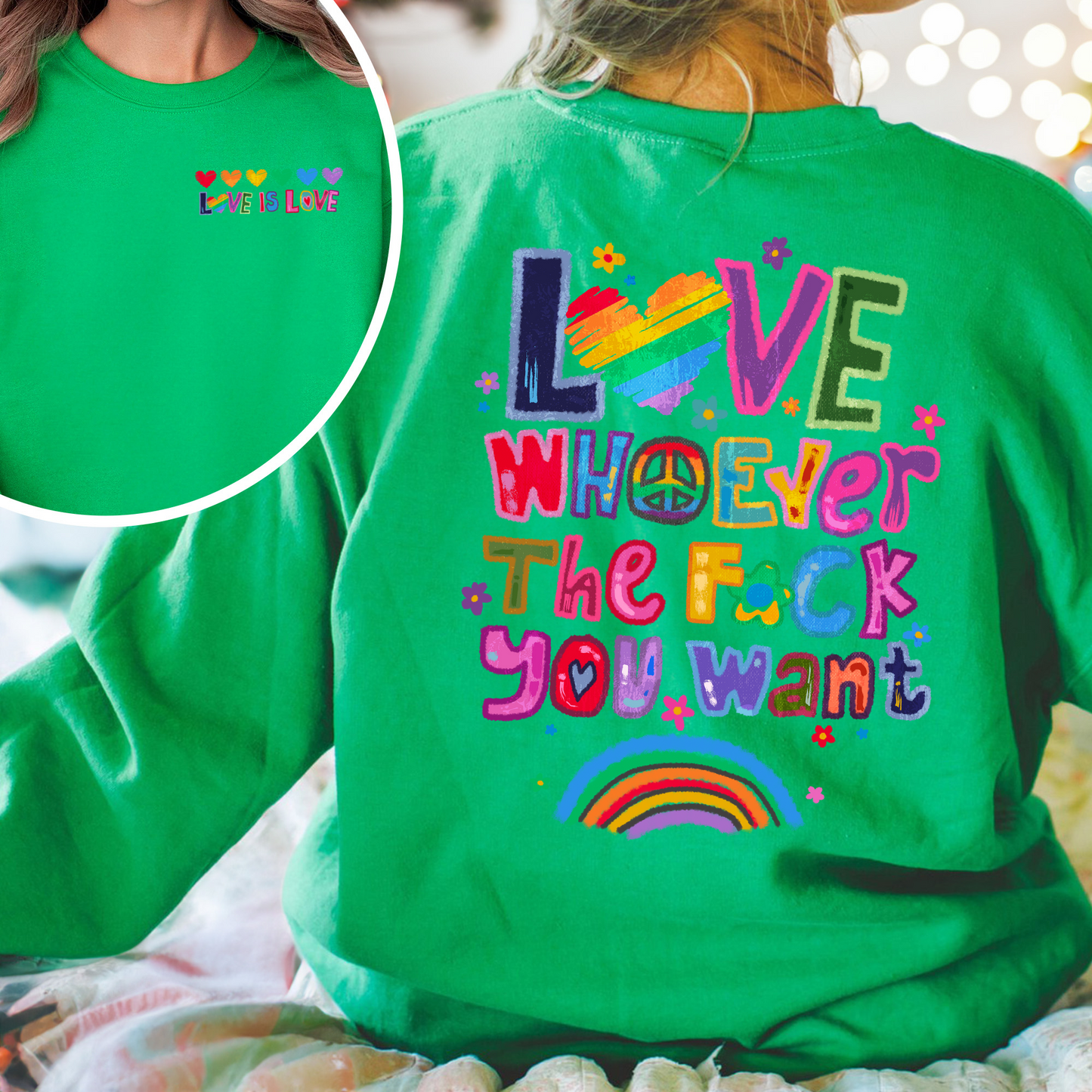 Love Whoever the F You Want Sweatshirt, Pride Month Sweatshirt, LGBT Sweatshirt, Rainbow Sweatshirt, Gay Pride Trendy Sweatshirt, Live Laugh Lesbian, Lesbian Sweatshirt