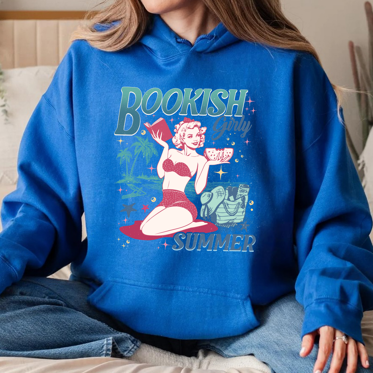 Book Girl Summer Hoodie, Beach Book Lover Summer Bookish Funny Reader, Feral Girl Summer Raccoon, Funny Meme Raccoon Hoodie, Bookish