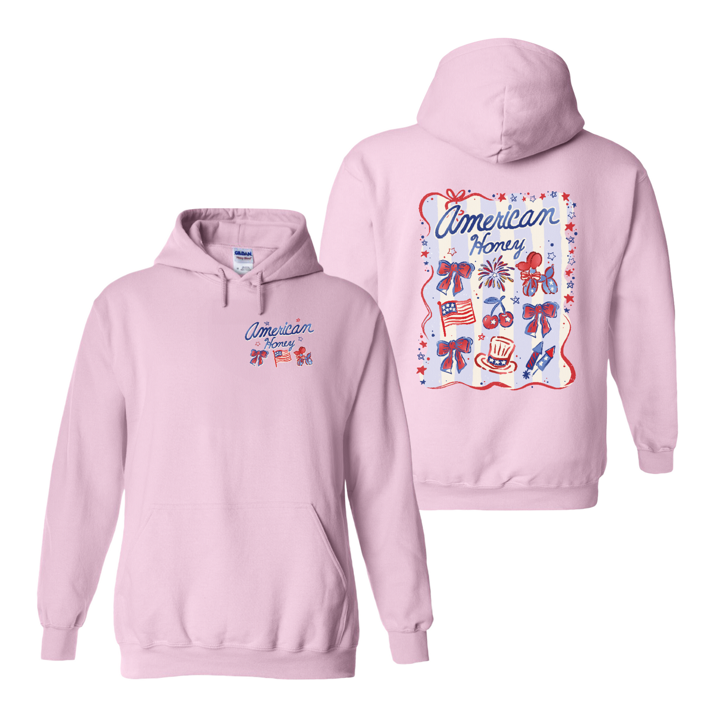 4th of July Hoodie, American Honey Coquette Hoodie, Girly Independence Day USA Hoodie