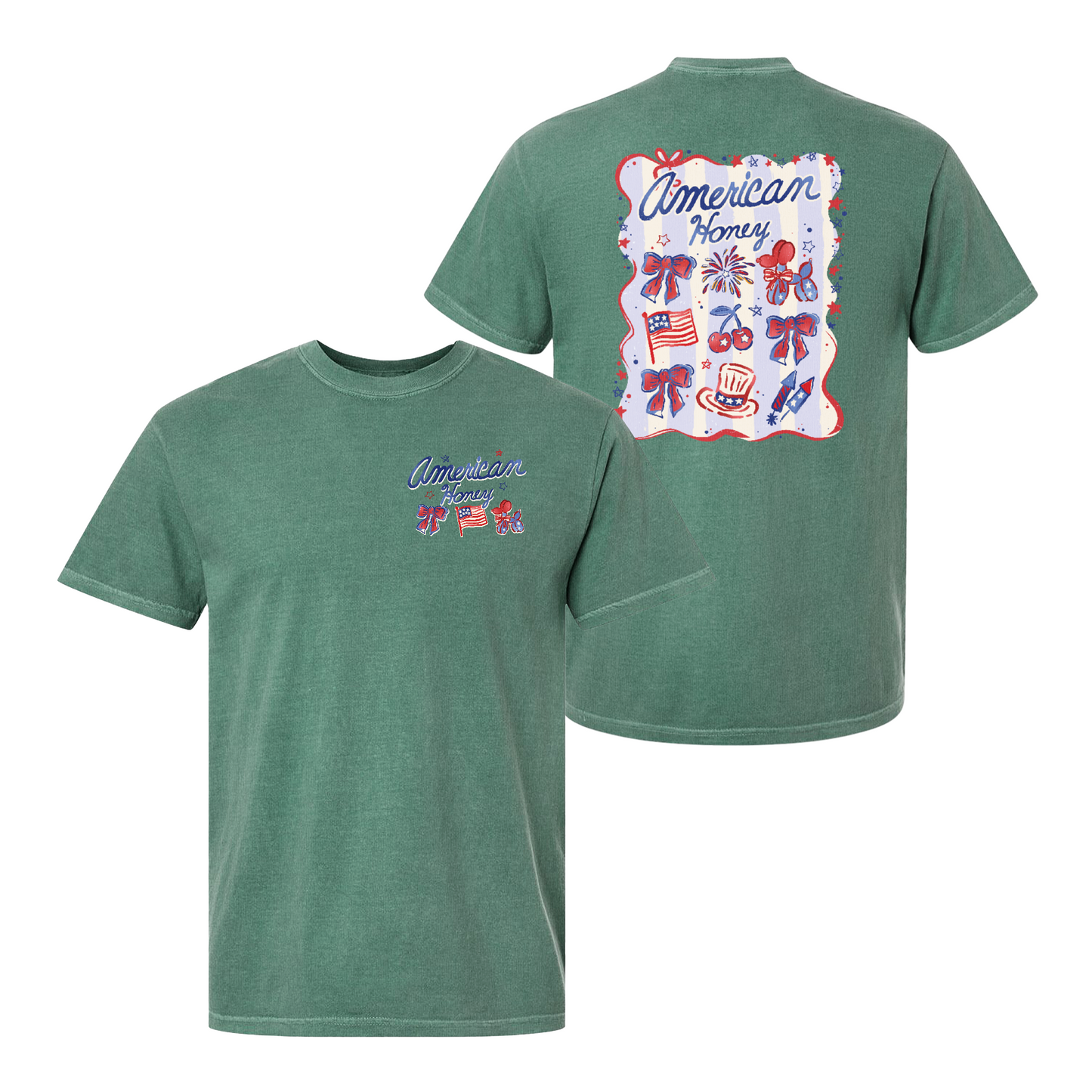 4th of July Comfort Color Shirt, American Honey Coquette Shirt, Girly Independence Day USA Shirt