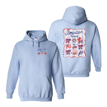 4th of July Hoodie, American Honey Coquette Hoodie, Girly Independence Day USA Hoodie