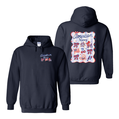 4th of July Hoodie, American Honey Coquette Hoodie, Girly Independence Day USA Hoodie
