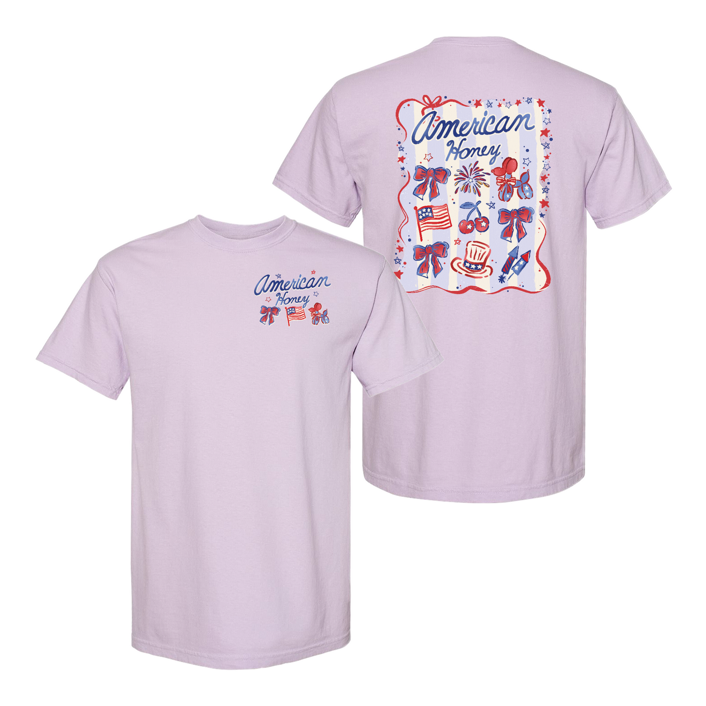 4th of July Comfort Color Shirt, American Honey Coquette Shirt, Girly Independence Day USA Shirt