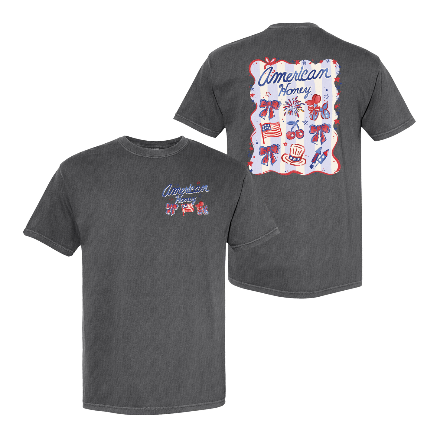 4th of July Comfort Color Shirt, American Honey Coquette Shirt, Girly Independence Day USA Shirt