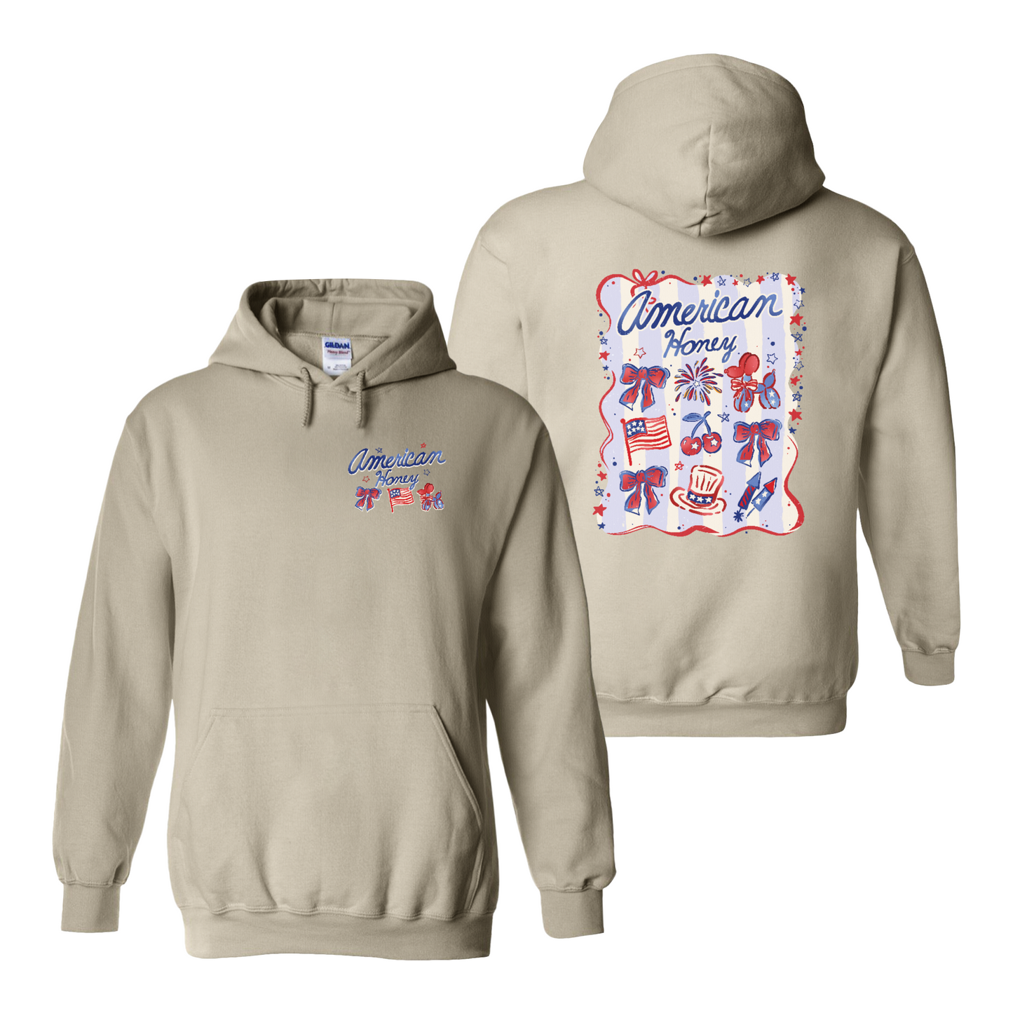 4th of July Hoodie, American Honey Coquette Hoodie, Girly Independence Day USA Hoodie